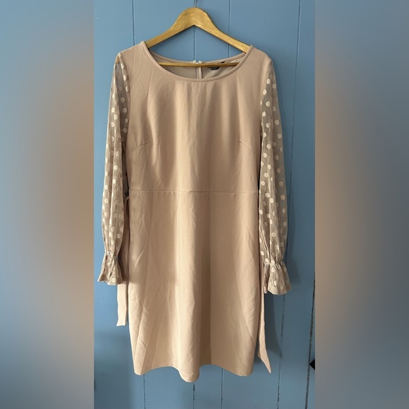 Women’s Pink Dress With See Through Polka Dot Sleeves - 2XL - Picture 1 of 4